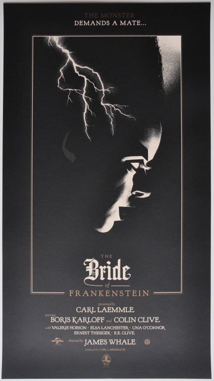 Bride of Frankenstein Screen Print Poster Mondo Olly Moss