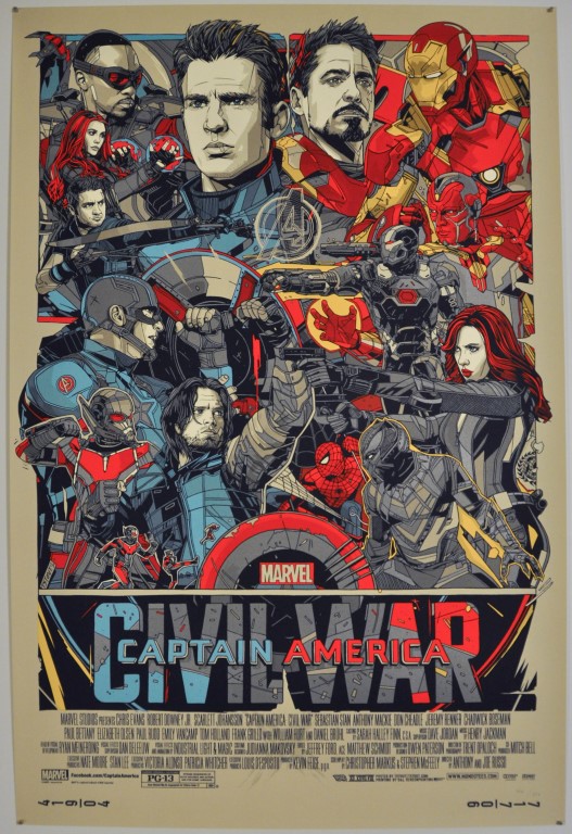 Captain America, Civil War Screen Print Poster Mondo Tyler Stout