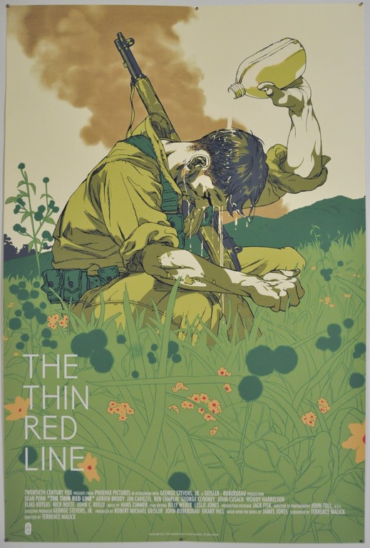 The Thin Red Line Screen Print Poster Mondo Tomer Hanuka